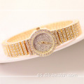 BS 1101 Reloj de pulsera de oro para mujer de lujo Reloj de mujer con diamantes de imitación Correa de reloj de acero con diamantes de imitación Relojes de lujo
